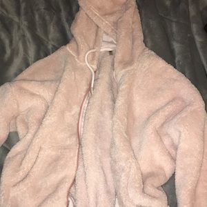PINK TEDDY BEAR HOODED JACKET